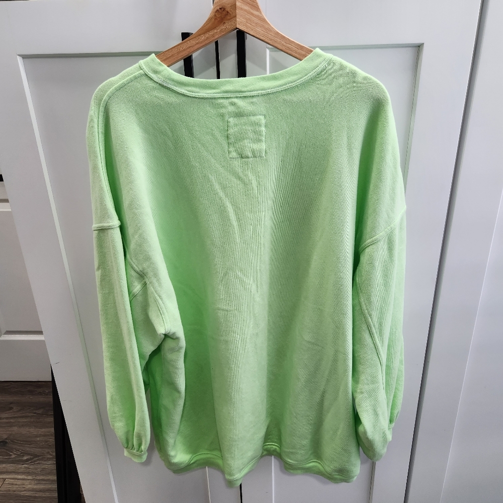 Aerie Spring Fling Light Green Real Crew Sweatshirt Size Large - Picture 5 of 6